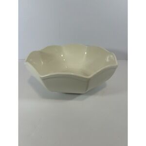 Rare Large 8 sided white ironstone 11  1/2" scalloped fruit serving bowl USA